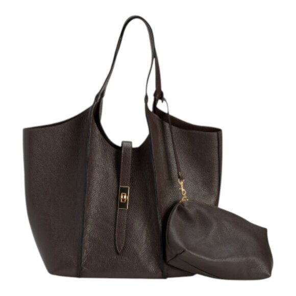 CHEVAL Made In Italy Leather Flap Turn Lock Satchel
